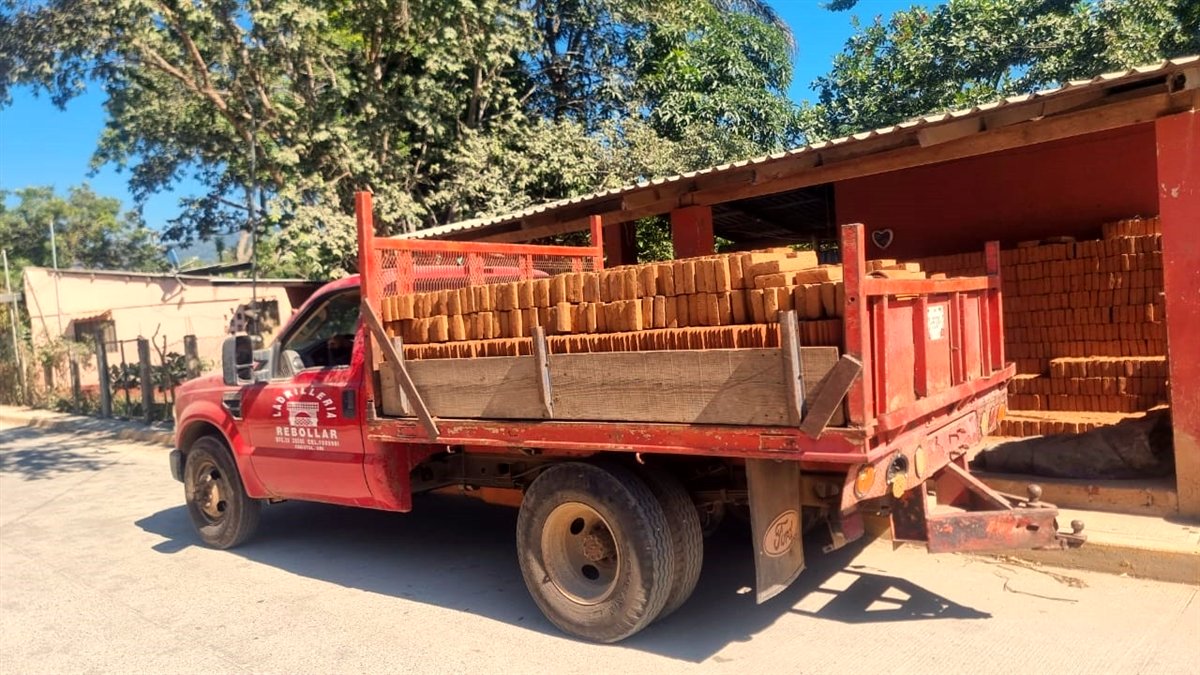Camión de Ladrillera Rebollar cargado de tabique listo para entrega